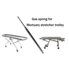 Gas spring for mortuary stretcher trolley