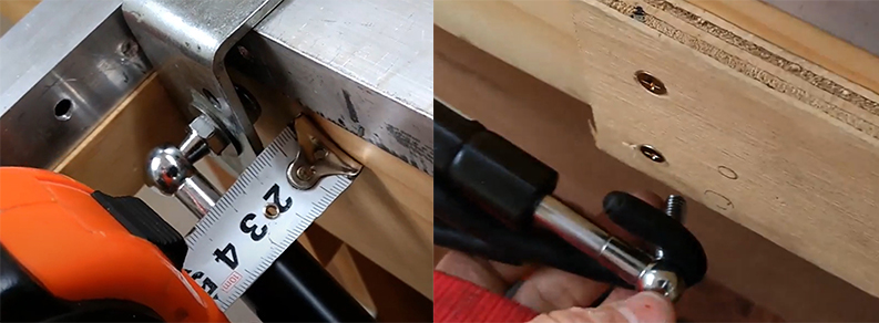 How do you install gas struts for caravan bed